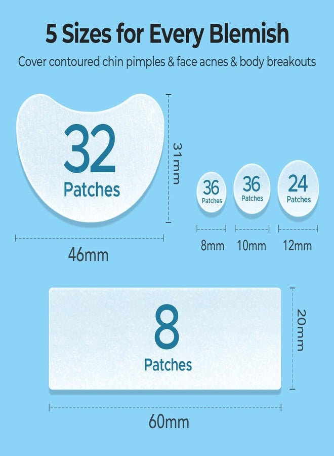 تي كيه تي كيه لصقات هيدروكولويد كبيرة الحجم لعلاج حب الشباب في منطقة الذقن والوجه، لصقة حب الشباب كبيرة الحجم محددة الشكل لمنطقة الفك، شرائط تنظيف المسام للجبهة، ملصقات نقاط لعلاج الشوائب لجميع أنواع البشرة (136 قطعة، 5 أحجام) - Image 4